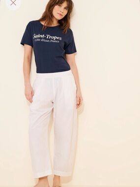 Marine Layer Poplin Barrel Pants in White XL